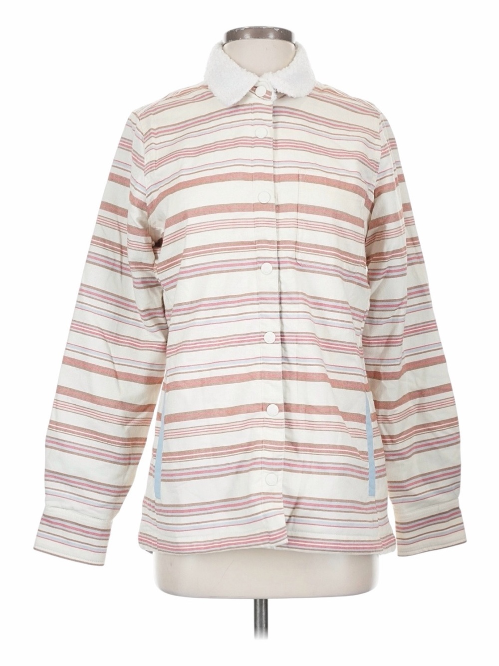 NWT! ORVIS Thermore Striped Sunday Shirt Jacket Sherpa Lined Shacket. Size Small
